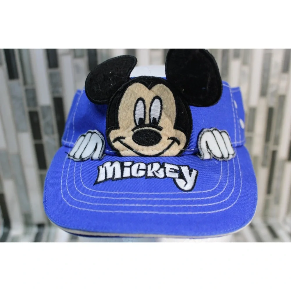 Vintage Disney Mickey Mouse Visor‎ Hat Disneyworld Blue Adjustable